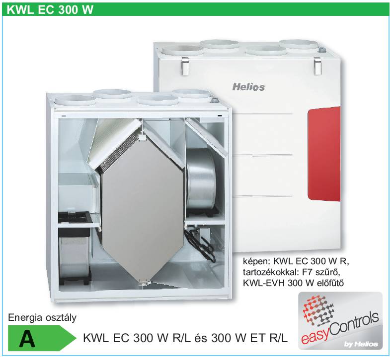 HELIOS KWL EC 300 W R központi szellőztető