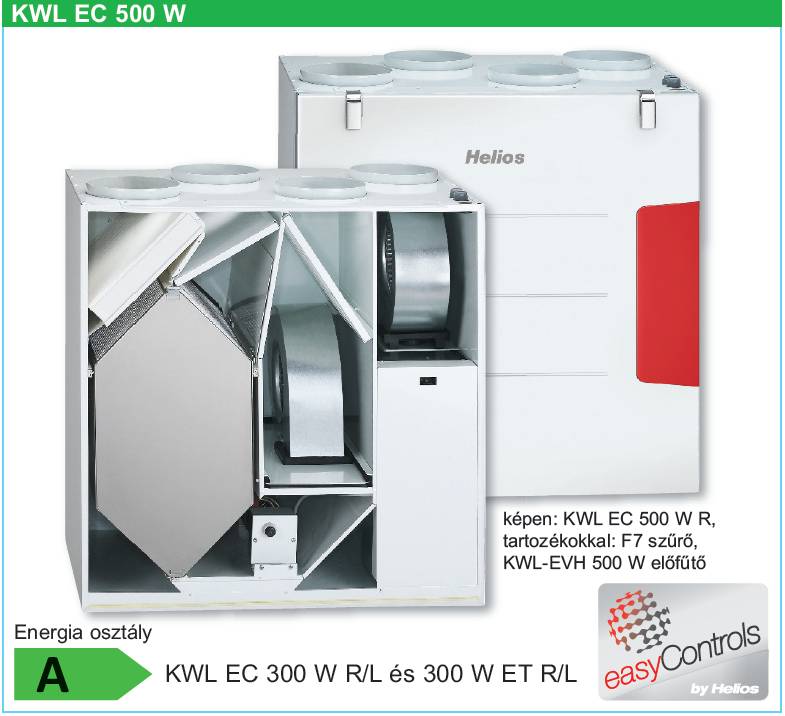 Helios KWL EC 500 W R központi szellőztető